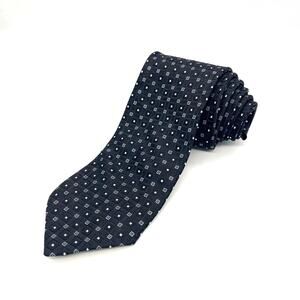 Paul Dione Men's 100% Silk Necktie Black Geometric Dot Pattern Tie 59” x 3.5”